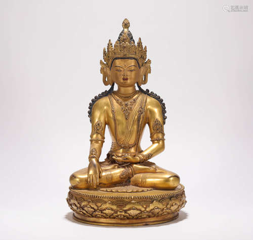 A Qing Dynasty Gilding Bronze Maitreya Statue