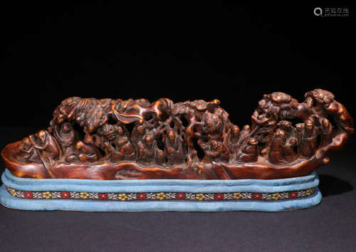 A Qing Dynasty Carved Agarwood Ornament