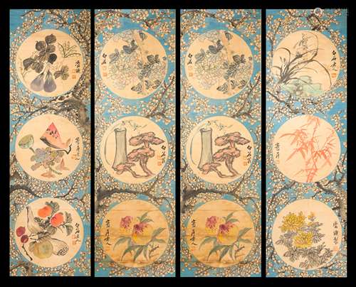 A Qing Dynasty Painting Set, Qi Baishi Mark