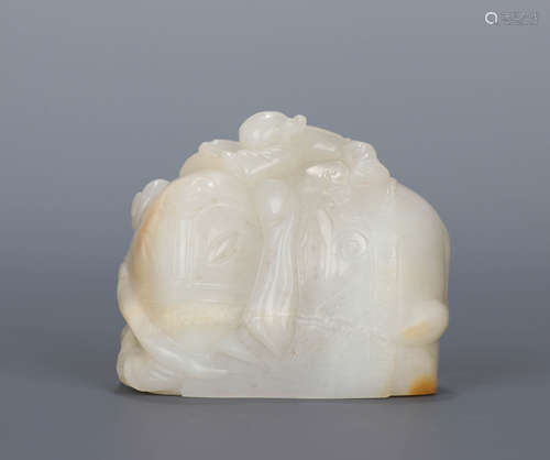 A Qing Dynasty Carved Hetian Jade Ornament, Elephant