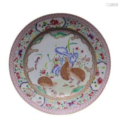 A pink family china plate