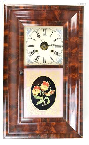 JEROME & CO OF NEW HAVEN, CONN. USA; a late 19th century American mahogany veneered ogee wall clock,