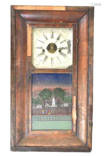 E N WELCH OF FORESTVILLE, CONN. USA; a late 19th century American mahogany veneered ogee wall clock,