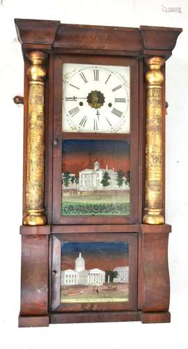 E M WELCH OF FORESTVILLE, USA; a late 19th century American eight day ogee wall clock, the