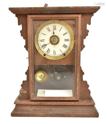 SETH THOMAS CLOCK CO; a late 19th/early 20th century American mahogany cased musical double alarum