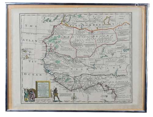 EMMANUEL BOWEN; a circa 1747 map of West Africa, 'A New & Accurate Negroland and the Adjacent