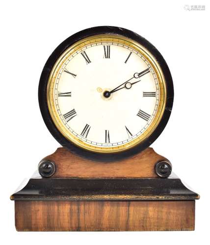 A late 19th century French walnut and ebonised timepiece, the circular dial with Roman numerals,