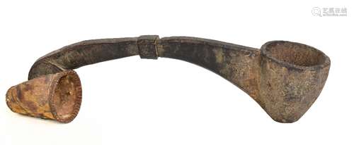 A Turkana ladle, length 43cm, and a stitched animal conical sheath, length 9.5cm (2).