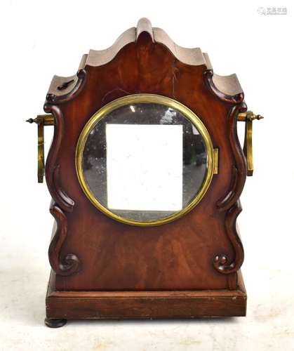 A William IV mahogany bracket clock case, with twin brass loop handles, height 37cm, width 24cm,