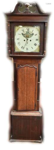 GASKELL OF KNUTSFORD; a late 18th/early 19th century oak cased eight day longcase clock, the painted