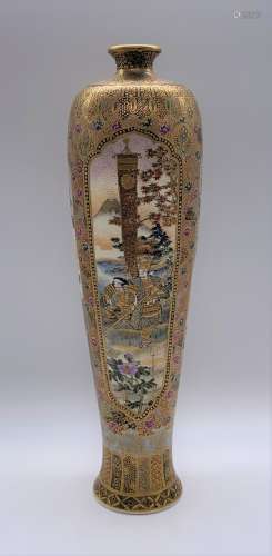 RYOZAN FOR THE YASUDA TRADING COMPANY; a fine Japanese Meiji period Satsuma vase, the tapering