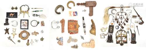 A quantity of African souvenir wares including figures, badges, teapots, etc.Additional