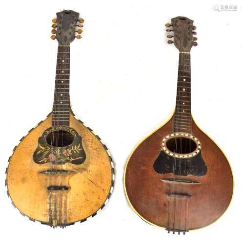 FRATELLI FICARRA; an eight string flat back mandolin and another mandolin (2).