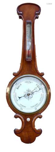 A Victorian mahogany banjo barometer, with white circular dial, height 101cm.Additional