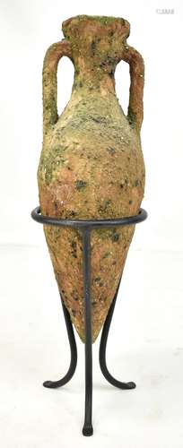 A 4th-1st century BC Cretan amphora, height 32cm, now presented in a metal frame.Additional