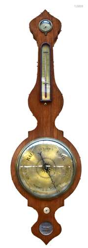 A 19th century rosewood banjo barometer, with circular brass dial, height 105cm.Additional