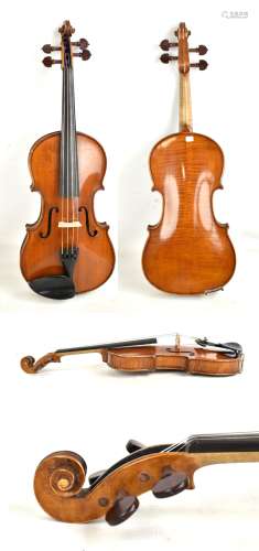 BIENFAIT; a full size French violin with two-piece back, length 35.2cm, in modern case.