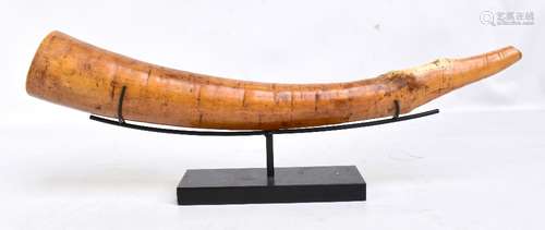 A good ivory oliphant, Congo, late 19th century, with faceted mouthpiece and scrimshaw serpent,