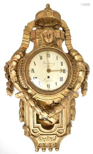 GANTHONY OF LONDON; a mid-19th century cartel clock, the circular painted dial set with Roman