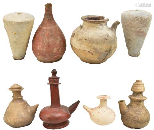 Eight 4th-1st century BC Cretan vessels including ewers and a pair of cone shaped vessels.Additional