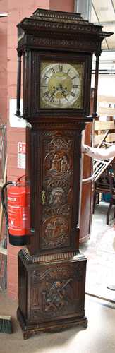 An early 18th century century longcase clock with square brass dial set with silvered chapter