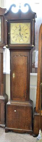 JOSEPH MARSHALL OF LEICESTER; an 18th century eight day longcase clock, the brass dial with