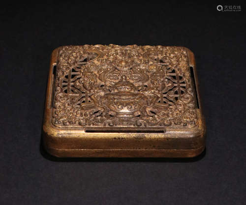 A Qing Dynasty Gilding Bronze Incense Plate