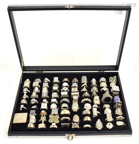 A collection of African tribal rings including Sahrawi and Tuareg examples.Additional