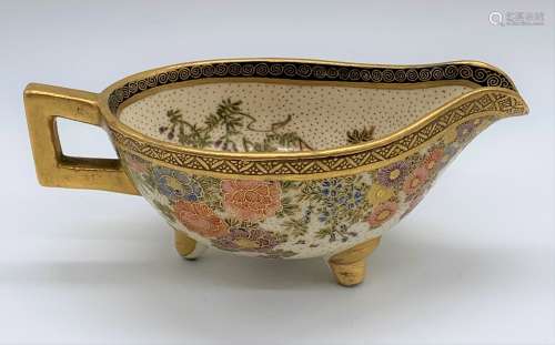 A good Japanese Meiji period Satsuma sauce boat internally decorated with children playing and