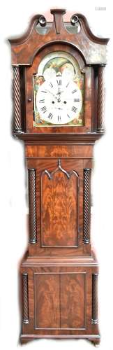 DUMVILE OF STOCKPORT; an early 19th century mahogany eight day longcase clock with twisted column