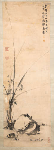 A Qing Dynasty flower and birds  painting, Jin Nong Mark