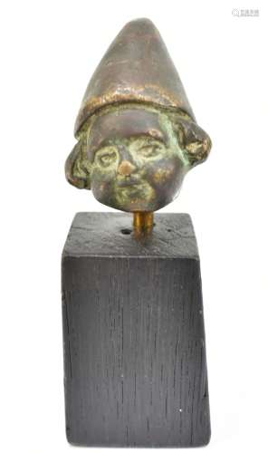 A Roman glass bead necklace, probably 2nd century AD, also a small bronze figural bust wearing