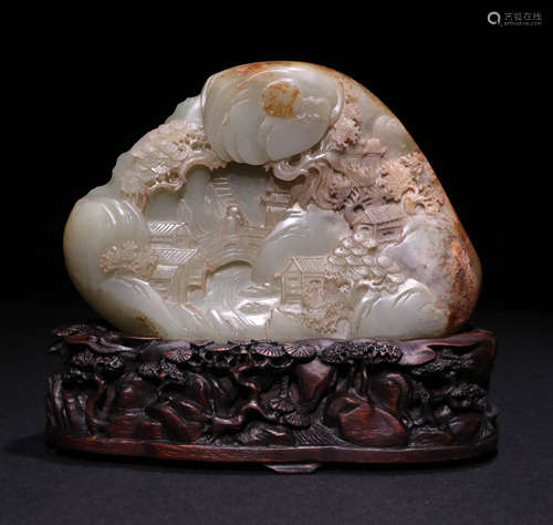 A Qing Dynasty Carved Hetian Jade Figure Ornament