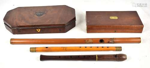 A boxwood flute/fife with brass mounts, stamped d'Almaine & Co Late Goulding and d'Almaine, Soho