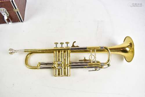 PAXMAN; a cased trumpet with mother of pearl detail to keys, serial no.65072.Additional