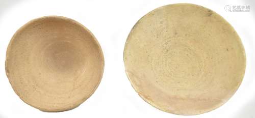 A 5th-7th century AD pottery incantation bowl with interior brown painted bands of text, diameter