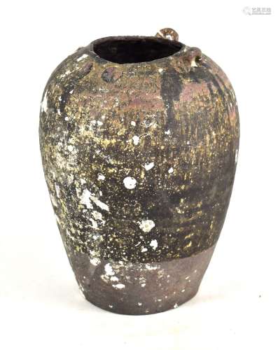 A large Javanese shipwreck jar of ovoid form with two simple lug handles, height 31cm.Additional
