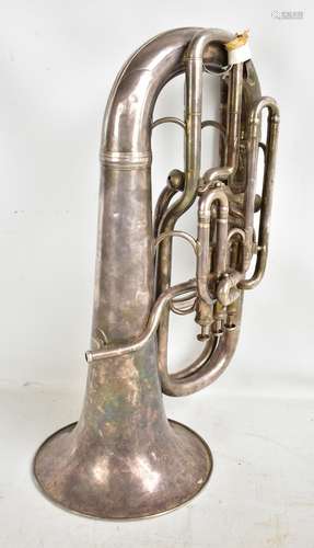 HAWKES & SON OF LONDON; a silver plated 'The Dictor' tuba, no.43678, length 65cm.Additional