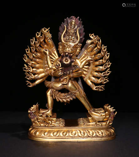 A Qing Dynasty Gilding yamantaka Statue