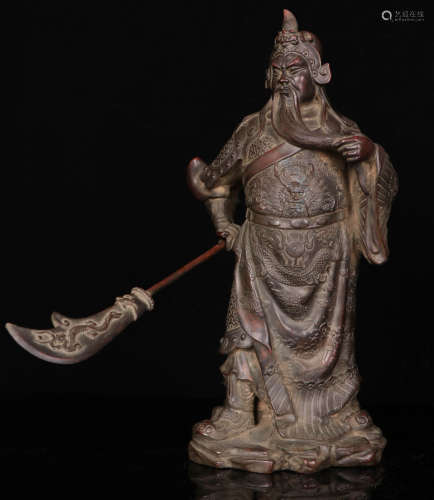A Qing Dynasty Bronze Statue of Guan Gong