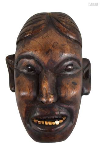 An early 20th century Naga headhunter's skull head taking status mask trophy, Konyak people of