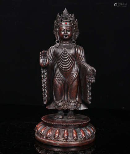 A Qing Dynasty Carved Agarwood Merit Buddha Statue