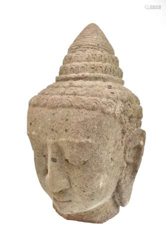 A large Javanese carved volcanic bust of Buddha, height 45cm.Additional InformationGeneral wear