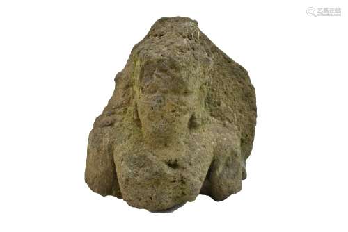 A Javanese carved volcanic stone fragment, height 25cm.Additional InformationHeavy wear throughout.