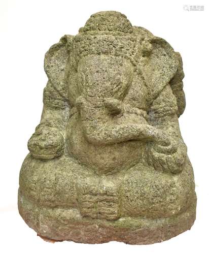 A very large Javanese carved volcanic stone figure of Ganesh, height 55cm.Additional