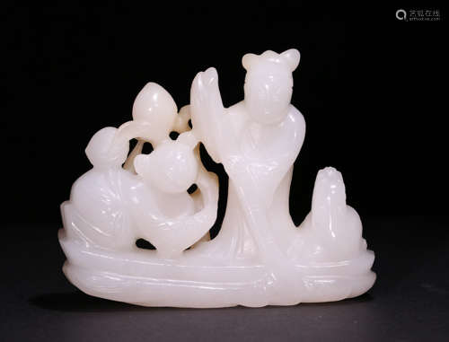 A Qing Dynasty Carved Hetian Jade Ornament