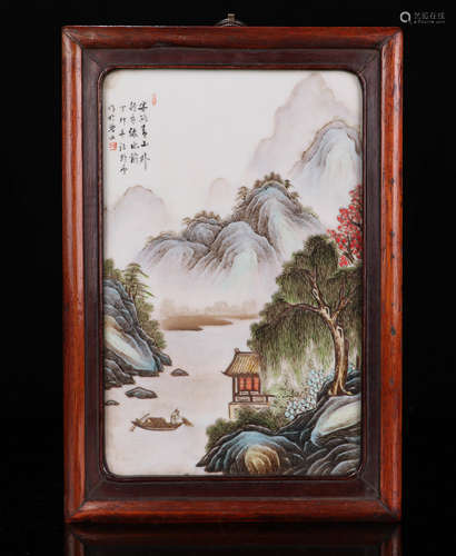 A Qing Dynasty Porcelain Board Painting, Wang Yeting Mark