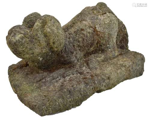 A Southeast Asian carved stone model of a recumbent bat, length 34cm.Additional InformationGeneral