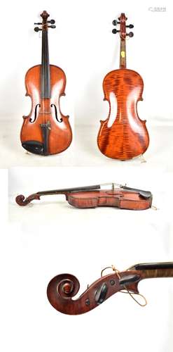 A full size German violin with two-piece back, length 36cm, unlabelled.Additional InformationSurface