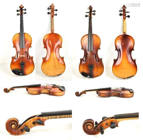 A full size German Wallis's student's violin, patent no.5781, with two-piece back, length 35.6cm,